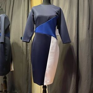Alexia Admor Navy and Blue Long Sleeve Dress